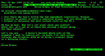 [Screen capture of telnet tin session]